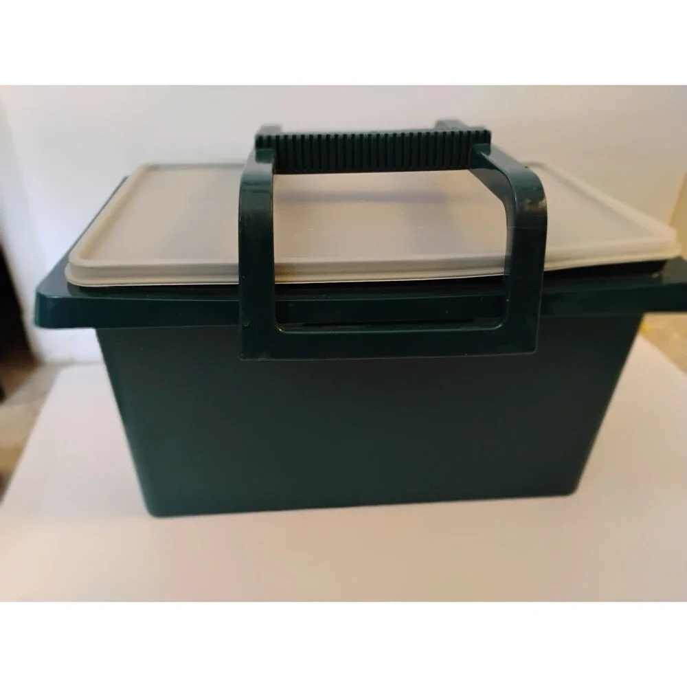 Vintage Tupperware Multistore Multi-Storage Box 5L Hunter Green Handle Lid